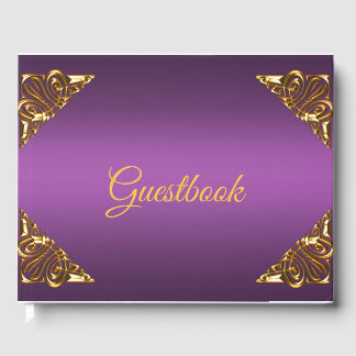 Elegant Purple and Gold Guest Book