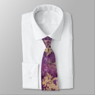 Elegant Purple And Gold Ink Special Occasion Men's Tie