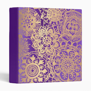 Elegant Purple and Gold Mandala Pattern Binder