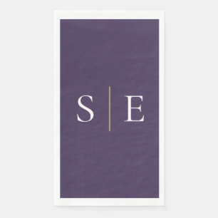 Elegant Purple And Gold Monogram Minimalist Napkin