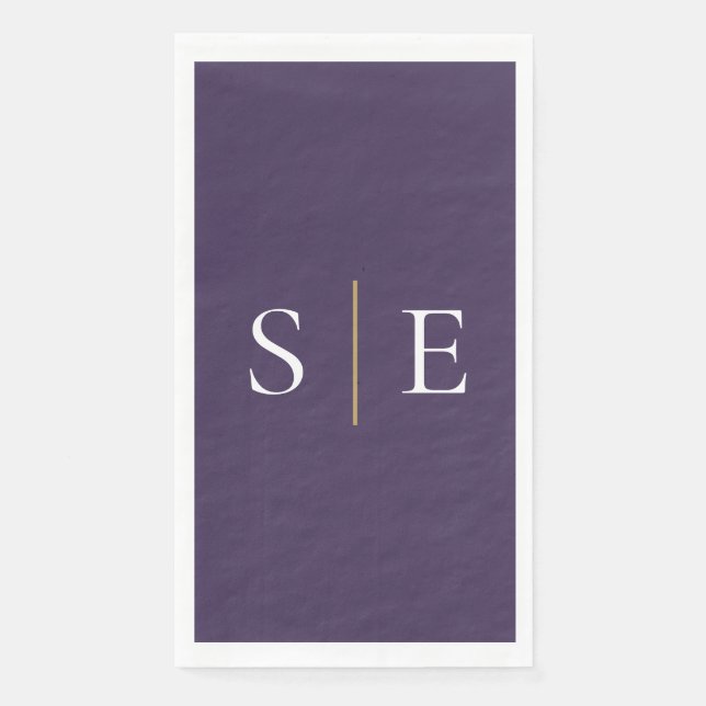 Elegant Purple And Gold Monogram Minimalist  Napkin (Front)