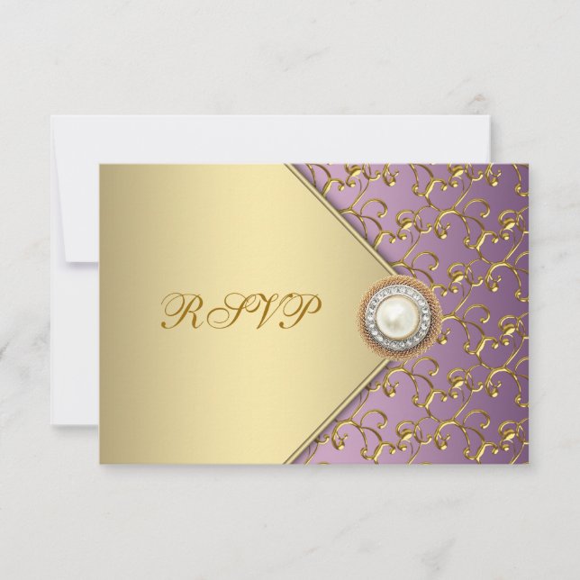 Elegant Purple and Gold RSVP Template (Front)