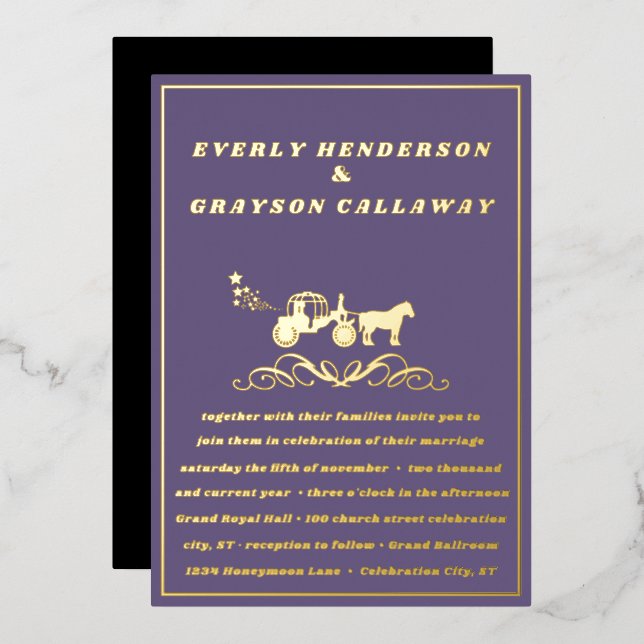 Elegant Purple and Gold Wedding (Front/Back)