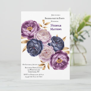Elegant Purple and Magenta Peony Bachelotte Party Invitation