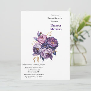 Elegant Purple and Magenta Peony Bridal Shower Invitation