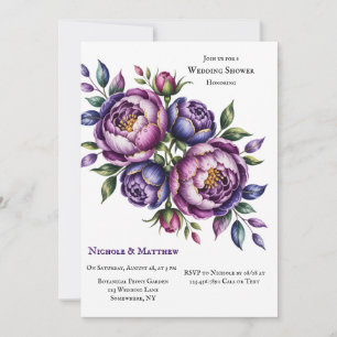 Elegant Purple and Magenta Peony Wedding Shower Invitation