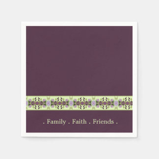 Elegant Purple and Mauve Floral Napkin
