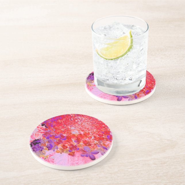 Elegant Purple and Orange Limelight Hydrangea Coaster (Side)