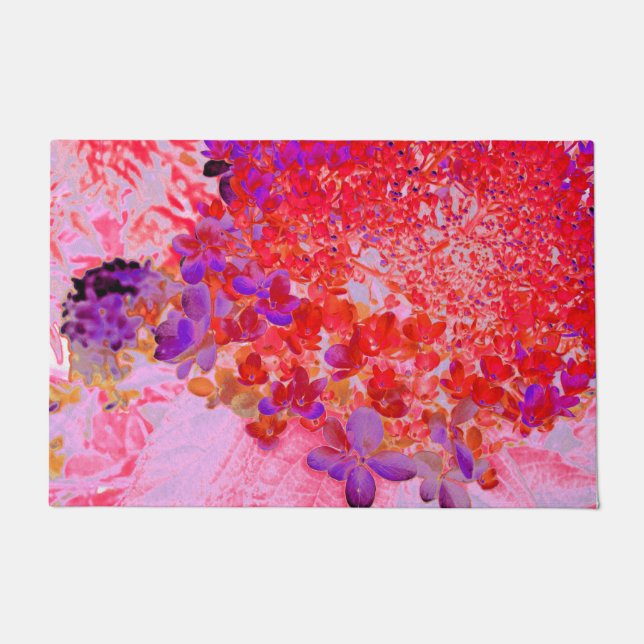 Elegant Purple and Orange Limelight Hydrangea Doormat (Front)