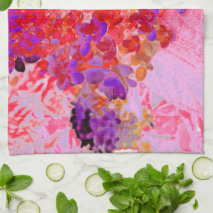 Elegant Purple and Orange Limelight Hydrangea Kitchen Towel