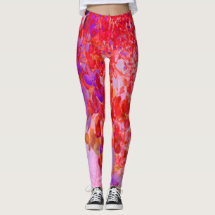 Elegant Purple and Orange Limelight Hydrangea Leggings