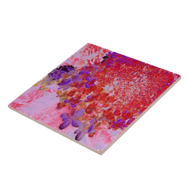Elegant Purple and Orange Limelight Hydrangea Tile (Side)