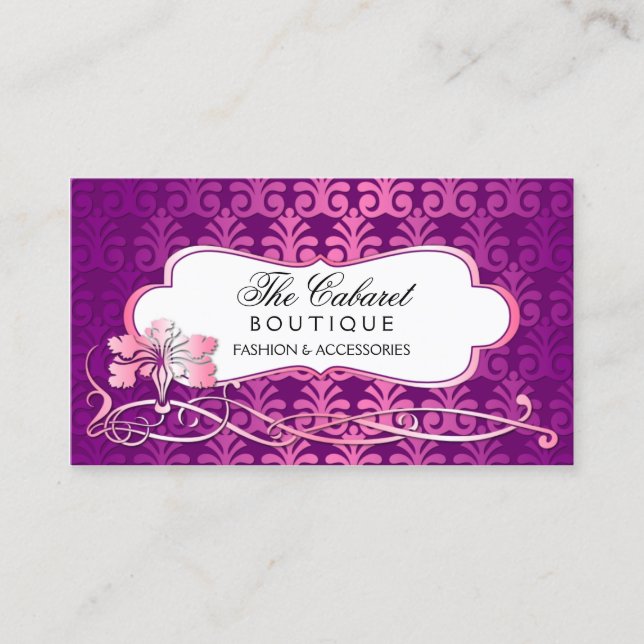 Elegant Purple and Pink Shimmer Business Card (Front)
