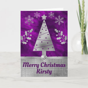 Elegant Purple and Silver Christmas Card