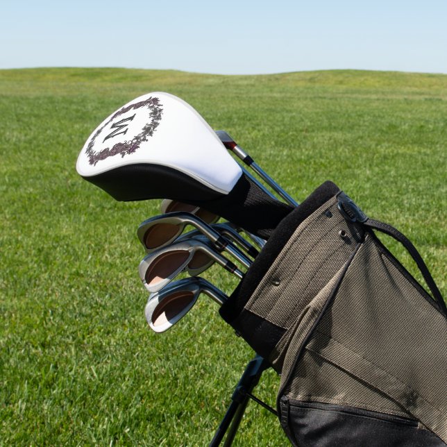 Elegant Purple and Silver Framed Monogram  Golf Head Cover (In Situ)