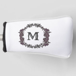 Elegant Purple and Silver Framed Monogram Golf Head Cover