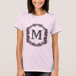 Elegant Purple and Silver Framed Monogram T-Shirt