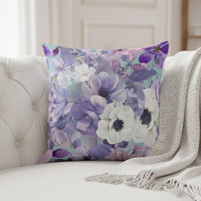 Elegant Purple And Violet Wildflowers And Sky  Throw Pillow (Creator Uploaded)
