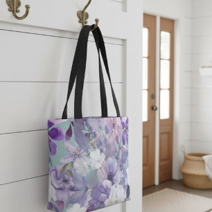 Elegant Purple And Violet Wildflowers And Sky  Tote Bag