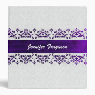 Elegant Purple and White Damask Custom Binder