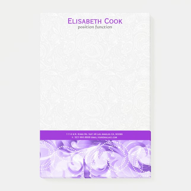 Elegant Purple And White Floral Sparkles 2 Post-it Notes (Front)
