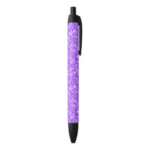 Elegant Purple And White Glitter Pattern Black Ink Pen