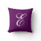 Elegant Purple and White Monogram Throw Pillow