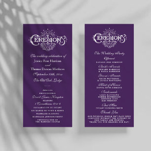 Elegant Purple And White Wedding Ceremony Programs