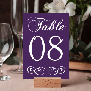 Elegant Purple And White Wedding Table Number