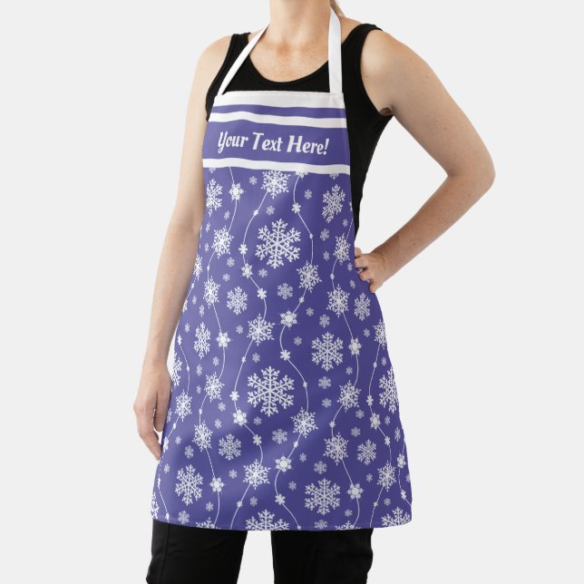Elegant Purple and Winter White Snowflake Pattern Apron (Insitu)