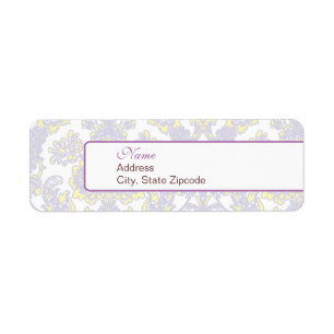Elegant Purple and Yellow Damask Address Label
