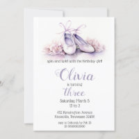 Elegant Purple Ballet Shoes Ballerina Birthday