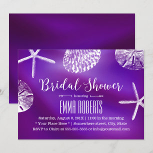 Elegant Purple Beach Wedding Bridal Shower Invitation