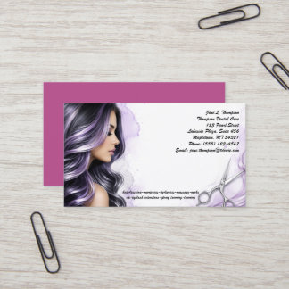 💜 Elegant Purple Beauty Salon Business Card