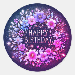 Elegant purple Birthday sticker