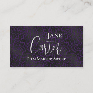 Elegant Purple Black Leopard Film Makeup Artist Business Card