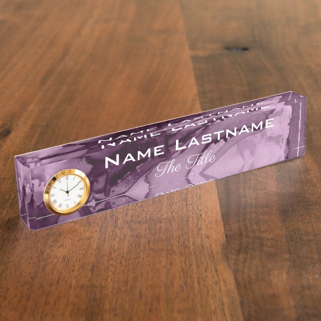 Elegant purple black marble nameplate (Side)