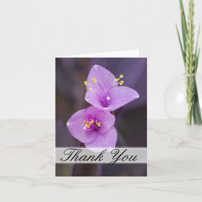 Elegant Purple Blossoms Thank You Card (Front)
