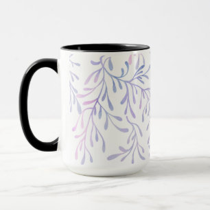 Elegant Purple & Blue Botanical Leaf Pattern  Mug
