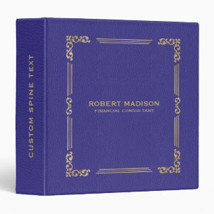 Elegant Purple-Blue Faux Leather Gold Frame Binder
