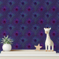 Elegant Purple Blue Glitter Peacock Feathers Chic