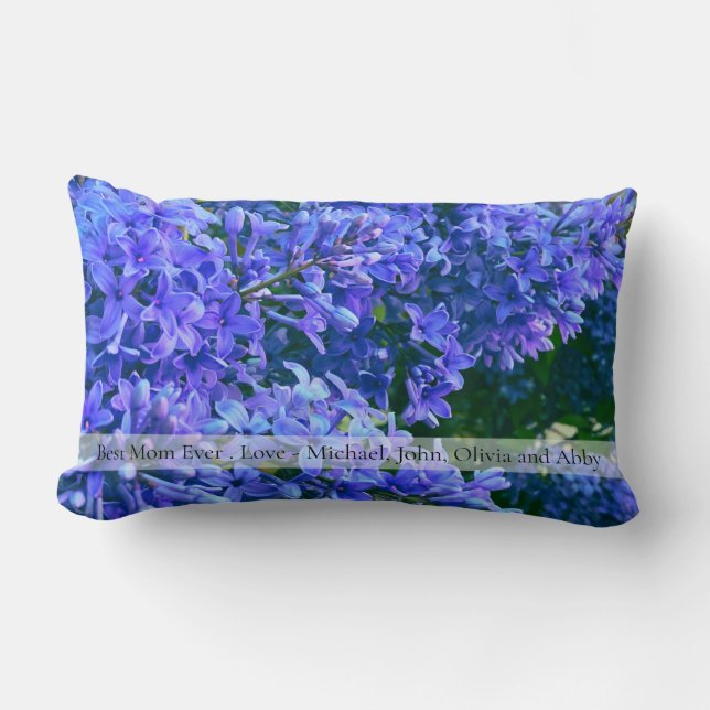 Elegant purple blue lilacs personalize best mom  lumbar pillow (Front)