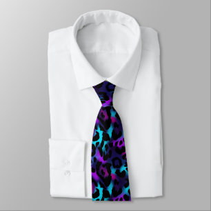 Elegant purple blue Neon Leopard Pattern Tie