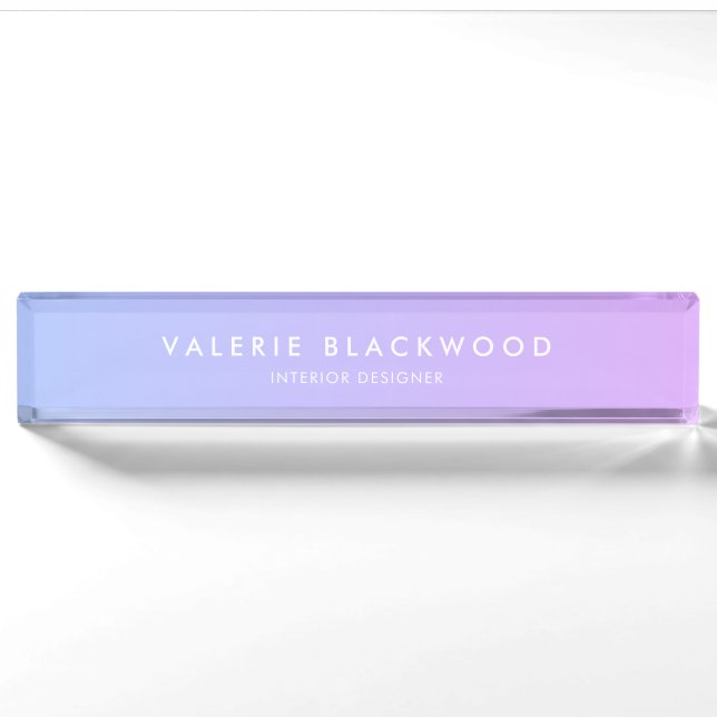 Elegant Purple Blue Ombre Nameplate (Front)