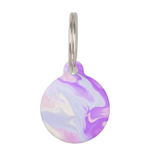 Elegant Purple Blue White Abstract Watercolor Pet Tag
