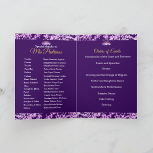 Elegant Purple Boho Gold Quinceañera Spanish Program