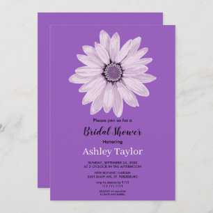Elegant purple boho rose fall floral Bridal Shower Invitation