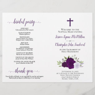 Élégant Purple Boho Rose Programme de mariage cath