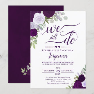 Elegant Purple Boho Roses We Still Do Vow Renewal Invitation