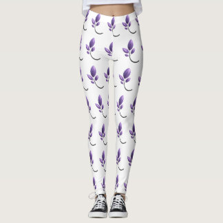Elegant Purple Botanical Pattern Leggings